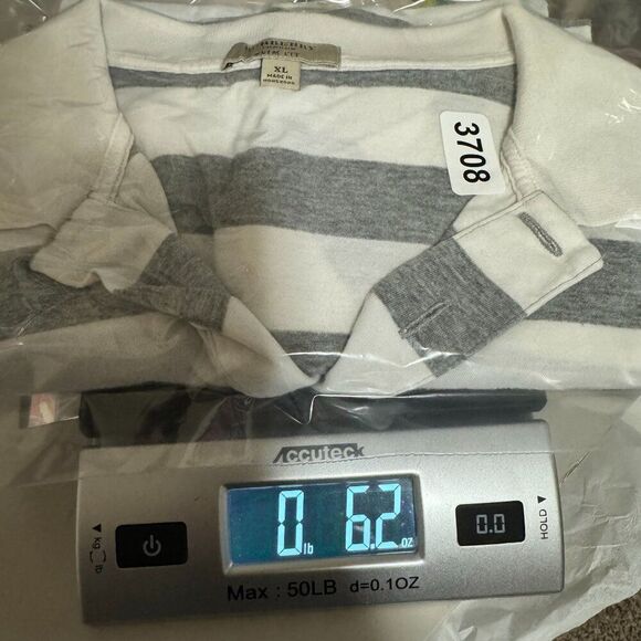 Burberry London Slim Fit Striped Polo Mens XL (Runs Small) Grey White Preppy - Picture 9 of 9